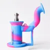 Hookahs 6 inches Printing Silicone Water Bong Smoking Pipe With 10mm steel nail Removable free type