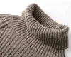 Pullover Frauen Rollkragen Pullover Solide Stretch Gestreifte Koreanische Top Strick Plus Größe Herbst Winter Wolle Kleidung Beige Khaki 210914