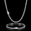 Hip Hop 3mm 4mm 5mm Spring Buckle Zircon Tennis Chain Necklace Real Gold Plating One Row Diamond Necklace Bracelet