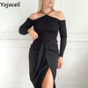 Yojoceli elegant halter kvinnor stickade toppar jumper höst grundläggande svart tröja pullover vinter casual daglig stickning 210609