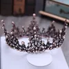 Barock tiara vintage geometriska pärlor tiaras kronor hårband kungligt queen headband för kvinnor julparty hår smycken