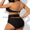 Biquíni conjunto de banho mulheres verão moda sexy halter pescoço de dois peças de maiô Casual Beachwear sólido mais tamanho