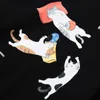 Uomini hip hop streetwear felpa con cappuccio divertente gatti addormentato giapponese harajuku felpa con cappuccio felpa in pile inverno autunno pullover cotone 201128