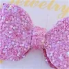 2.4 '' Glitter Leather Hair Bows Pearl Hair Clips för Princess Tjejer Handgjorda Hairgrips Hårtillbehör 307 U2