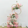 Party Decoration Wedding Donut Metal Iron Road Lead Backdrop Decorative Silk Flowers Stand Arrangement Welcome Area Two Sides Props