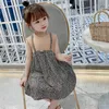 Летние девочки платье корейский стиль поддельные две части цветочные принцессы детская детская одежда детская одежда 210625