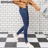 BIVIGAO's Autumn Labeling Jeggings Skinny Slim Indossato Jeans con foro strappato Leggings per le donne Pantaloni a matita 210809