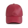 ソリッドボーンフェイクレザー女性野球帽の男性スナップバック帽子キャップ男性用ゴルフケットGorras Hombre PU Baseball Hat Cap255W