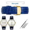 Para pulsera de marca Cuero genuino Correa de reloj azul oscuro con hebilla de mariposa Correa de reloj 14 16 18 20 21 22 mm Pulsera de reloj H0915