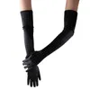 Five Fingers Gloves 1 Pair Black Silk Satin Bridal Mittens Wedding Party Bride Fashion Sequins Drilling Women Full