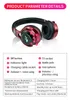 4 Färger LED -lampor Trådlösa hörlurar Bluetooth V50 Soft Big Earmuff Earphone 3D Stereo Headset Support TF Card FM 35mm Aux8785762