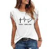 Foi espoir amour chrétien femmes T-shirt sans manches T-shirt décontracté été décontracté col rond coton T-shirt hauts X0628