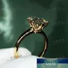 Yanhui har 18K RGP-logotyp ren solid gul guldring lyxig runda solitaire 8mm 2.0ct lab diamant vigselringar för kvinnor zsr1 fabrikspris expert design kvalitet69