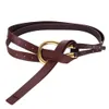 Fashion trend twolayer leather belt with large horseshoe buckle and women039s decorative waist seal2435598