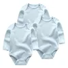 Macacões de cor sólida bonito 3 pçs / lotes meninas recém-nascidas meninos roupas de manga longa algodão jumpsuit roupas 210309