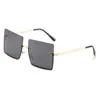 Luxe grand demi-cadre carré lunettes de soleil femmes rétro métal lunettes de soleil hommes dégradé océan lentille nuances lunettes femme