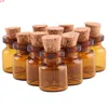 50pcs 0.5ml Amber Mini Glass Flaskor Söt med Cork Stoppar Tiny Jar Flaskor DIY Craftgood Qty