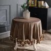 Curtain & Drapes Tablecloth Fabric Round Table Tassel American Dutch Velvet Dark Green Large Light Luxury Coffee Custom