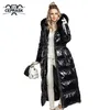 Cepras Mode Winterjas Vrouwen X-Lange Hoge Kwaliteit Dikke Katoen Parka Hooded Bovenkleding Warm Faux Bont Vrouw Jas 211008