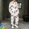 Survêtements pour hommes M-5XL Kimono Robe été printemps chemises à manches longues + pantalons à la cheville 2 pièces ensembles traditionnels japonais Streetwear hommes vêtements