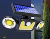 Sensor de movimento de luzes de segurança solar três cabeça 70led 78led 83cob painéis solares potência impermeável para jardim ao ar livre Wall Street DHL