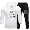 Anpassad utskrift Hoodies och byxor Tjocktröja Bekväm Unisex DIY Streetwear Tracksuit Dropshipping Pullovers 201114