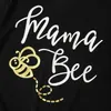 Summer Bee Print Svart T-shirts för mamma och mig 210528