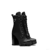 Designer Läder och Nylon Tyg Stövlar Kvinnor Ankle Booties Biker Australien Vinter sneakers Storlek US 4-10 med låda