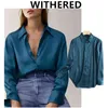 Withered outono blusa mulheres inglaterra estilo escritório senhora moda seda brilho solto casual blusas mujer de moda 2020 camisa blusa h1230