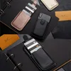 Universal Magnetic Buckle Faux Läder Multi-Card Pocket Klistermärken 3m Lim Stick-On Back Cell Phone Card Pouch Holder