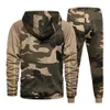 Automne hommes survêtement 2 pièces ensemble camouflage imprimé patchwork sweats à capuche et pantalons ensemble hommes course vêtements de sport jogging costume 201128