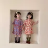 Style coréen bébé filles floral manches courtes princesse robes coton lâche tenue décontractée 210615