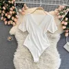 Сплошные повседневные V Sect Fitness Rompers Женщины боди с коротким рукавом обычный комбинезон модной уличной одежды Стиль 210715