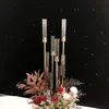 Party Decoration Märke 10-Head Metal Candle Holder Road Table Centerpiece Golden Stand Wedding Cylindrical
