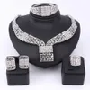 Африканские бусины Ювелирные Изделия Dubai Crystal Женщины Свадьба Ожерелье Браслет Серьги Кольцо Изящные Ювелирные Наборы H1022