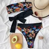 Hoge taille bikinis 2020 vrouw sexy draak print badpak vrouwelijke bandeau badmode vrouwen straplswim pak badpak baders x0522