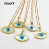 WT-JN047 Natural White Shell Evil Eye Pendant With Gold Bezel Women Dainty Shell Jewelry Bohe 18'' Inch Gold Layer Necklace X0707