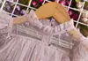 Sweet Girls star sequins gauze dresses summer kids lace falbala fly sleeve tiered tulle cake dress children princess clothings A7249