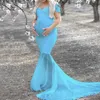 写真撮影のためのファッションストラップレスマタニティドレスのための妊娠中の女性セクシーなフリル服妊娠ドレス女性写真小道具x0902