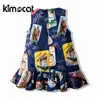 KIMOCAT Kız Giyim Yaz Prenses 100% Pamuk Elbise Yuvarlak Getindi Elbise Çocuklar için Güzel Prenses Kız Sweet Elbise Q0716