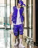 Blauw Paisley Jacquard Shorts Mannen Hip Hop Zomer Streetwear Borduren Shorts Bandana Modieuze Losse Casual Knie Length321W