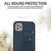 Shockproof Wristband Design Magnet Holder Silicone Skin Feel Cases for Apple iPhone 13 12 Mini 11 Pro Max X XS XR 7 8 Plus Back Cover Case