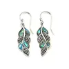 Lámpara colgante estilo bohemio étnico, pendientes colgantes de plumas de pavo real, joyería Tribal, Metal tallado, pintura azul, pendiente pequeño epoxi para mujer