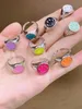 10PCS, Enamel Smiley Face Ring Wedding Gold Silver Color Rings for Women Top quality Jewellery Gifts Accessories