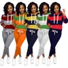 Tweedelige jurk Dames Dames Winter Set Trainingspak Volledige Mouw Hoodied Sweatshirt Zakken Broek Pak Outfits Sweatsuit D8313