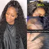 Koronkowe Peruki 13x6 HD Przezroczyste Brazylijskie Wave Curly Front Human Hair Wig 30 40 cali 250 Gęstość Czołowa dla Czarnych Kobiet