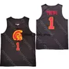 Novo 2020 USC Trojans Basquete Jersey Ncaa College 1 Nick Young Black todos costurados e bordados Tamanho S-3XL