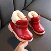 Дети девушки снежные ботинки зимняя искусственная кожа детская хлопчатобумажная обувь пряжка малыша сапоги теплые повседневные нескользящие короткие плюшевые теплые 211108