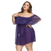 Women's Sleepwear Women Lingerie Night Gown Sexy Erotic Lace Dress Hollow-out Pijama With Thong G-string Plus Size 6XL