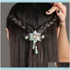 Wedding JewelryeLegant Etniczne Kobiety Lady Blossom Kwiat Tassel Długi Łańcuch Koraliki Dynda Pin Clip Hair Aessories Dla Dziewczyn Biżuteria Drop Drop